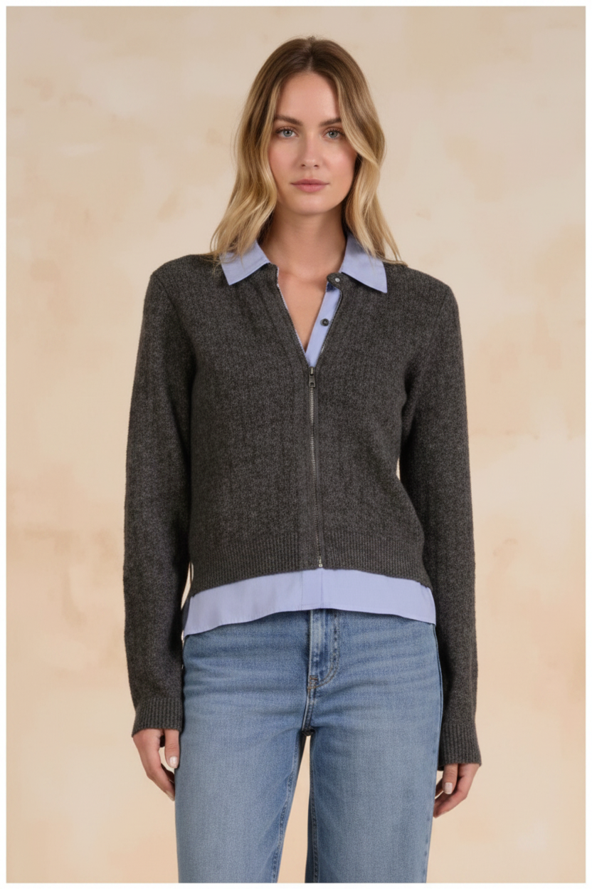 Elan  Collared Cardigan Sweater