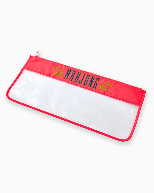 Hot Coral Pagoda Mahjong Tile Bag