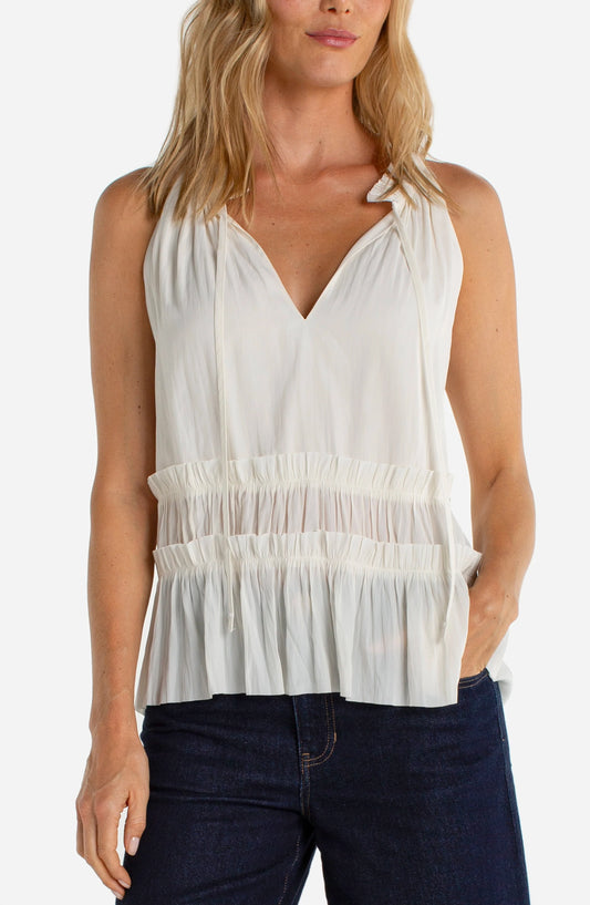 Liverpool Los Angeles Sleeveless Woven Top With Ruffles