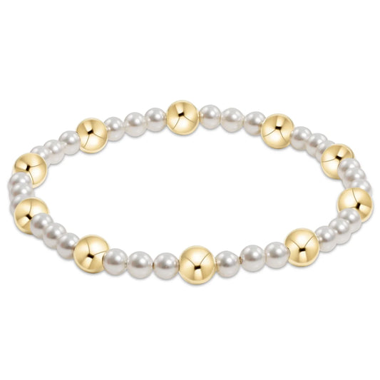 Enewton pearl sincerity pattern 4mm bead bracelet - 6mm gold