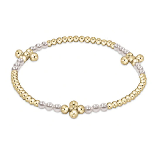 Signature Cross Gold Bliss Pattern 2.5mm Bead Bracelet