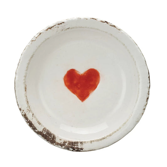 Distressed Terracotta Dish with Heart