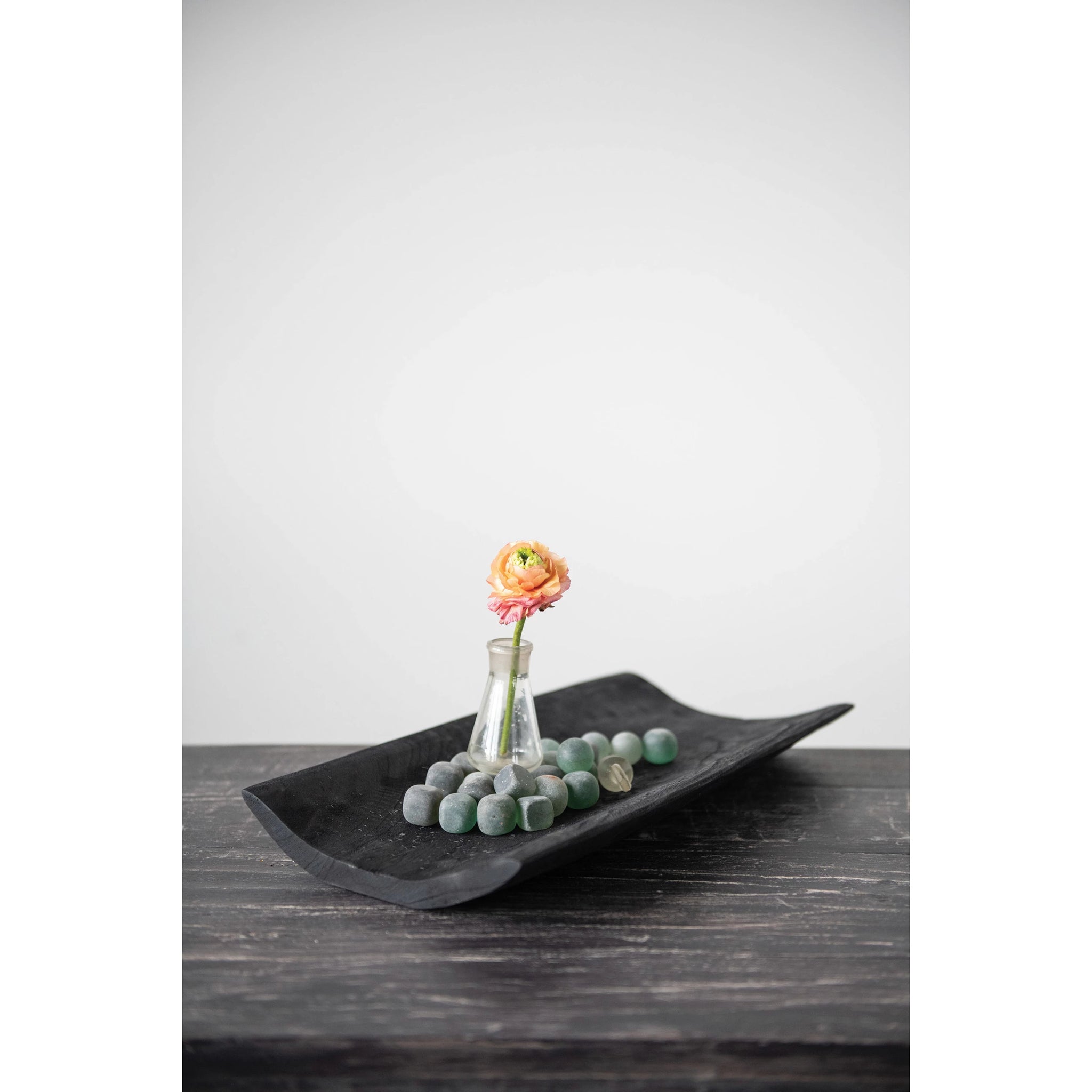 Decorative Paulownia Wood Curved Tray, Black