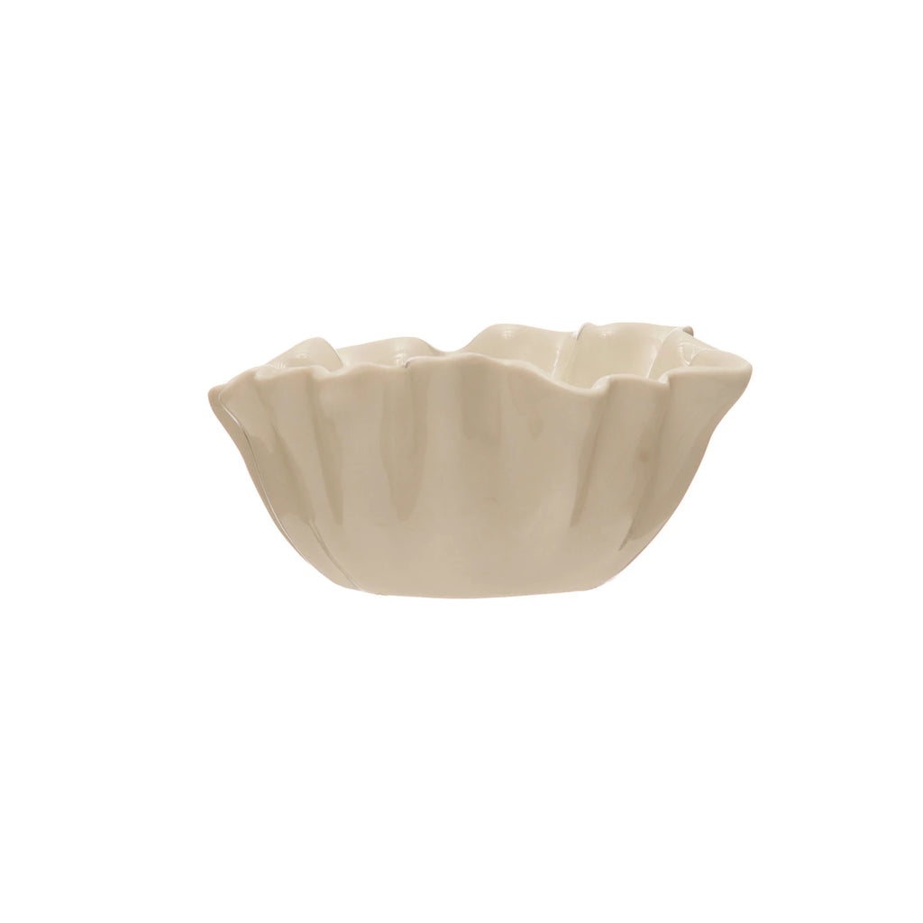 Stoneware Fluted Bowl, White Small