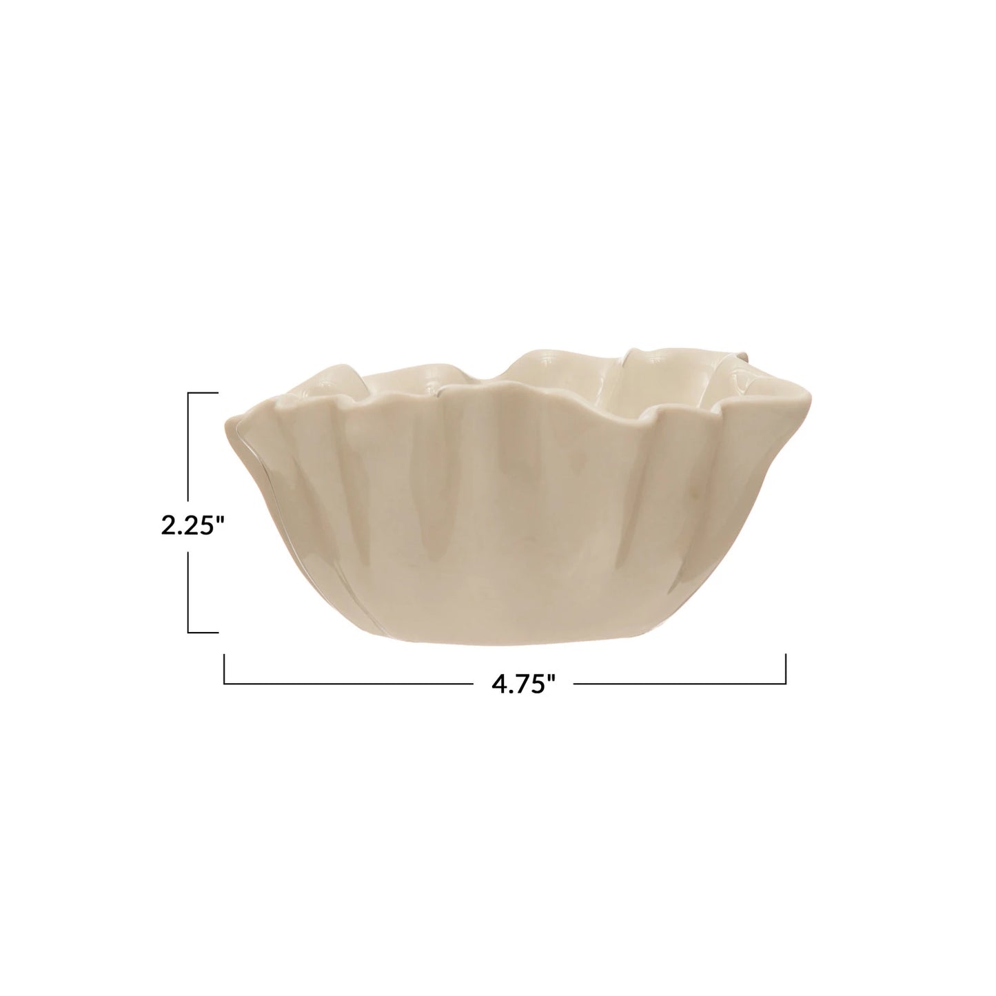 Stoneware Fluted Bowl, White Small