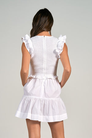 White Smock - Ruffle Sleeve Dress