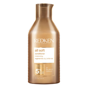 Made with Redken's Moisture Complex and Argan Oil, All Soft Conditioner detangles, moisturizes and softens dry, brittle hair. This conditioner provides 15x more conditioning and moisture when used with the complete All Soft haircare system.  BENEFITS  Detangles, replenishes, and provides intense softness
