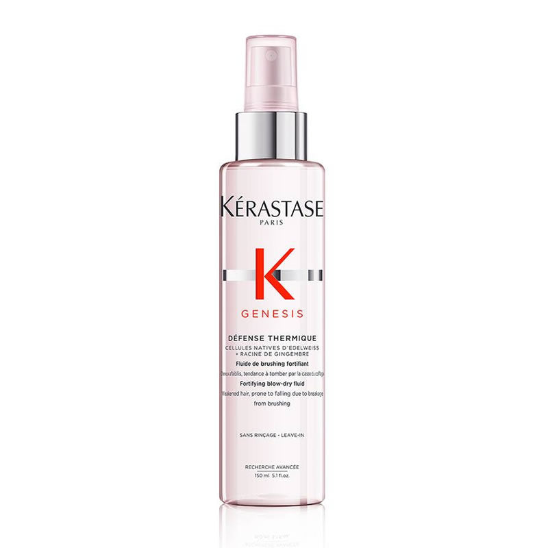 Fortifying blow dry heat protectant for weakened hair that is prone to falling due to breakage from brushing.